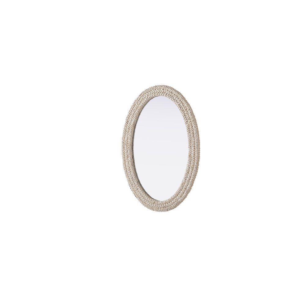 Oval Cornhusk Mirror 30x42 in Linen White. Picture 4