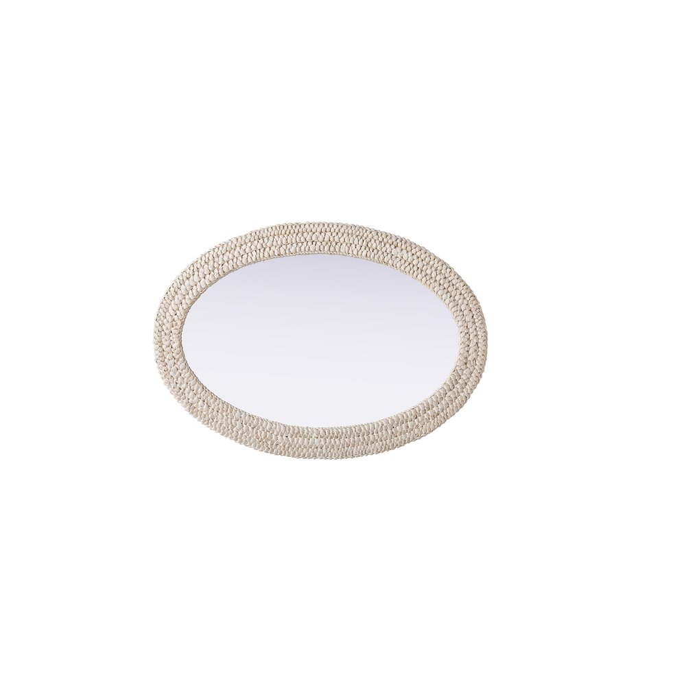 Oval Cornhusk Mirror 30x42 in Linen White. Picture 5