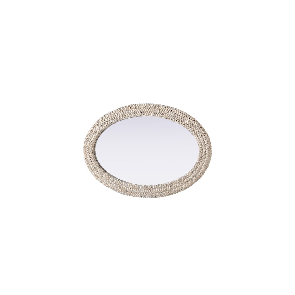 Oval Cornhusk Mirror 30x42 in Linen White. Picture 6