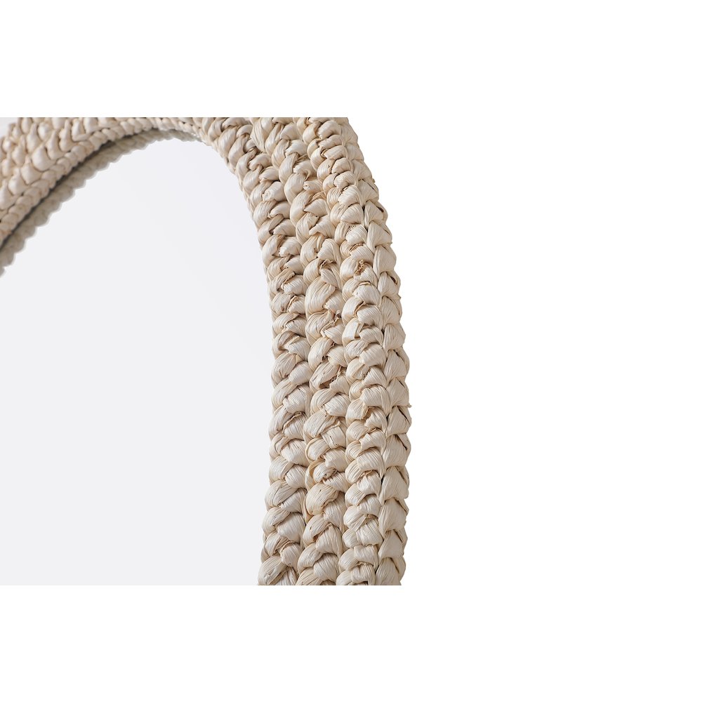 Oval Cornhusk Mirror 30x42 in Linen White. Picture 7