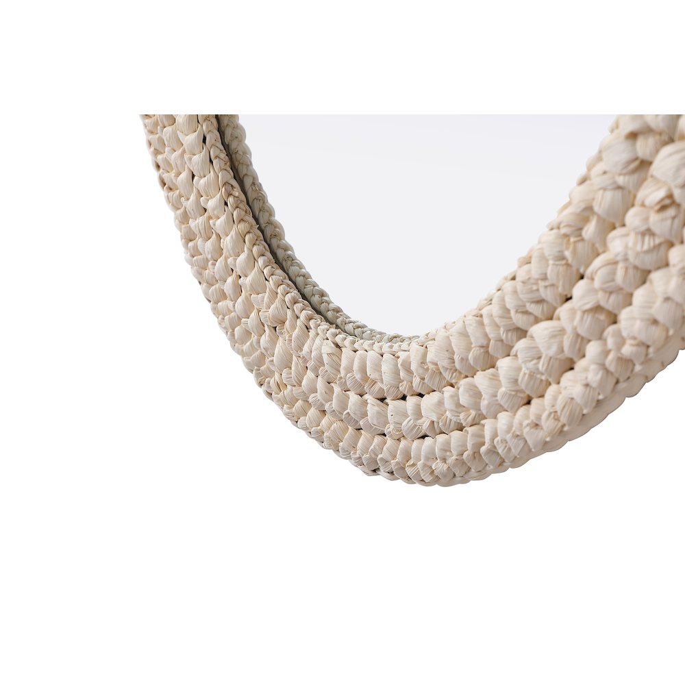 Oval Cornhusk Mirror 30x42 in Linen White. Picture 8