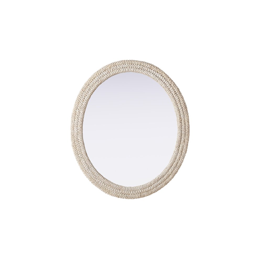 Oval Cornhusk Mirror 36x42 in Linen White. Picture 1