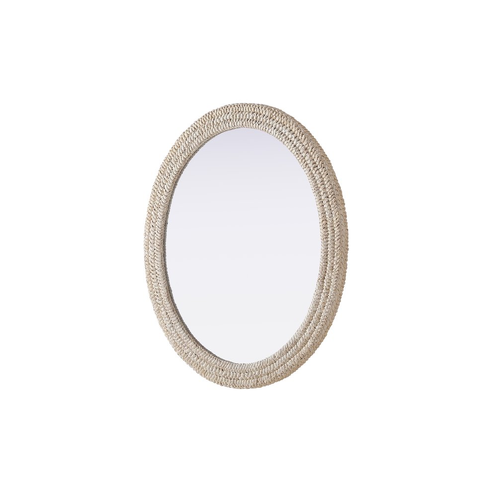 Oval Cornhusk Mirror 36x42 in Linen White. Picture 4