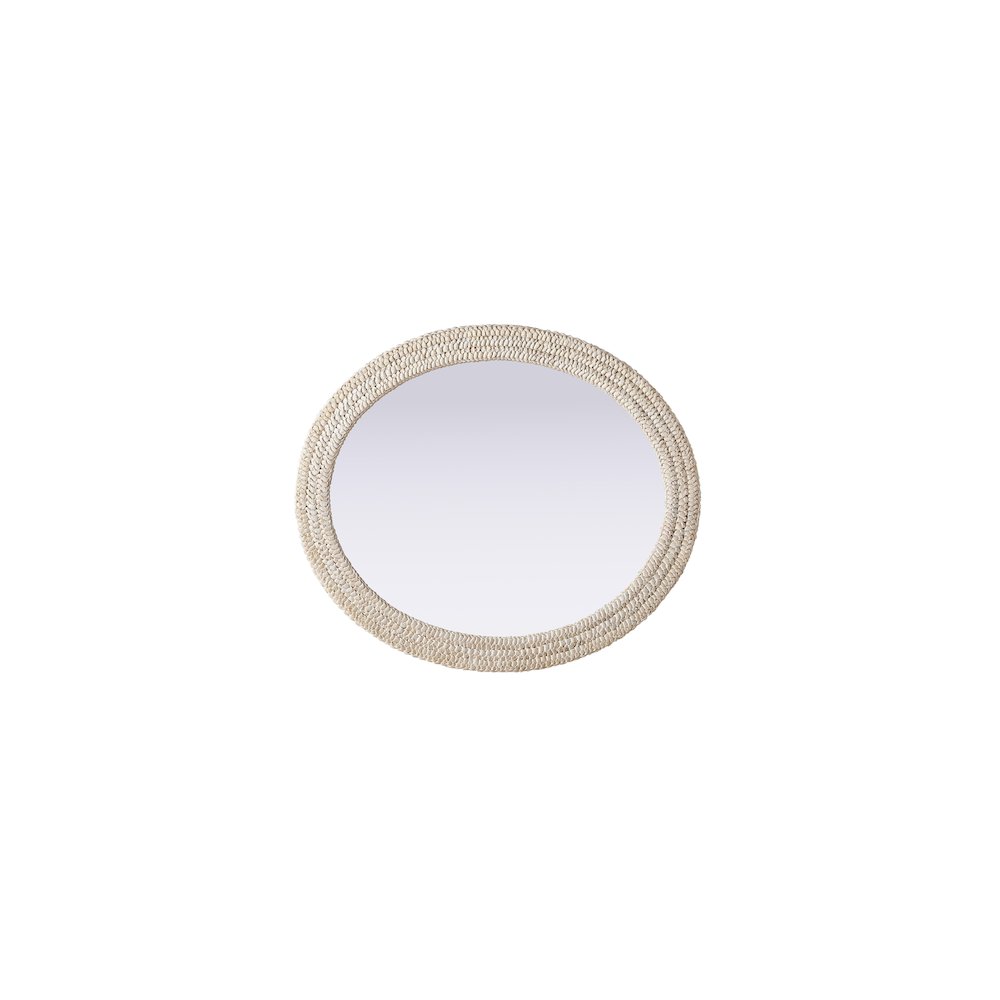 Oval Cornhusk Mirror 36x42 in Linen White. Picture 5