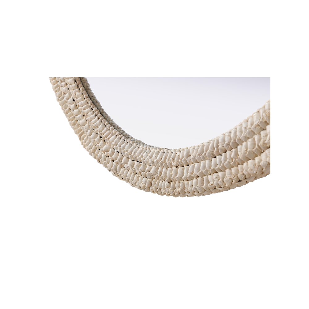 Oval Cornhusk Mirror 36x42 in Linen White. Picture 7