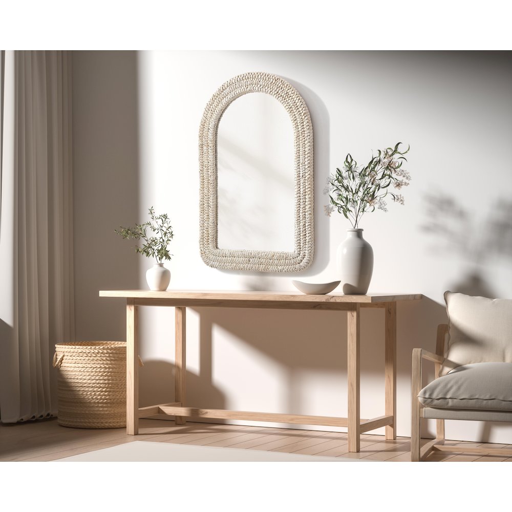 Arch Cornhusk Mirror 24x36 in Linen White. Picture 3