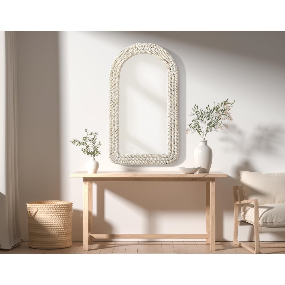 Arch Cornhusk Mirror 24x42 in Linen White. Picture 2