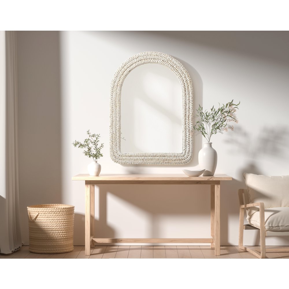 Arch Cornhusk Mirror 27x36 in Linen White. Picture 2