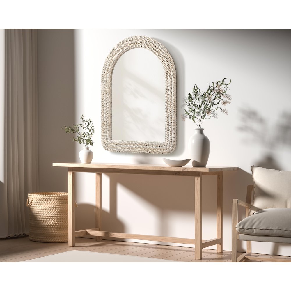 Arch Cornhusk Mirror 27x36 in Linen White. Picture 3