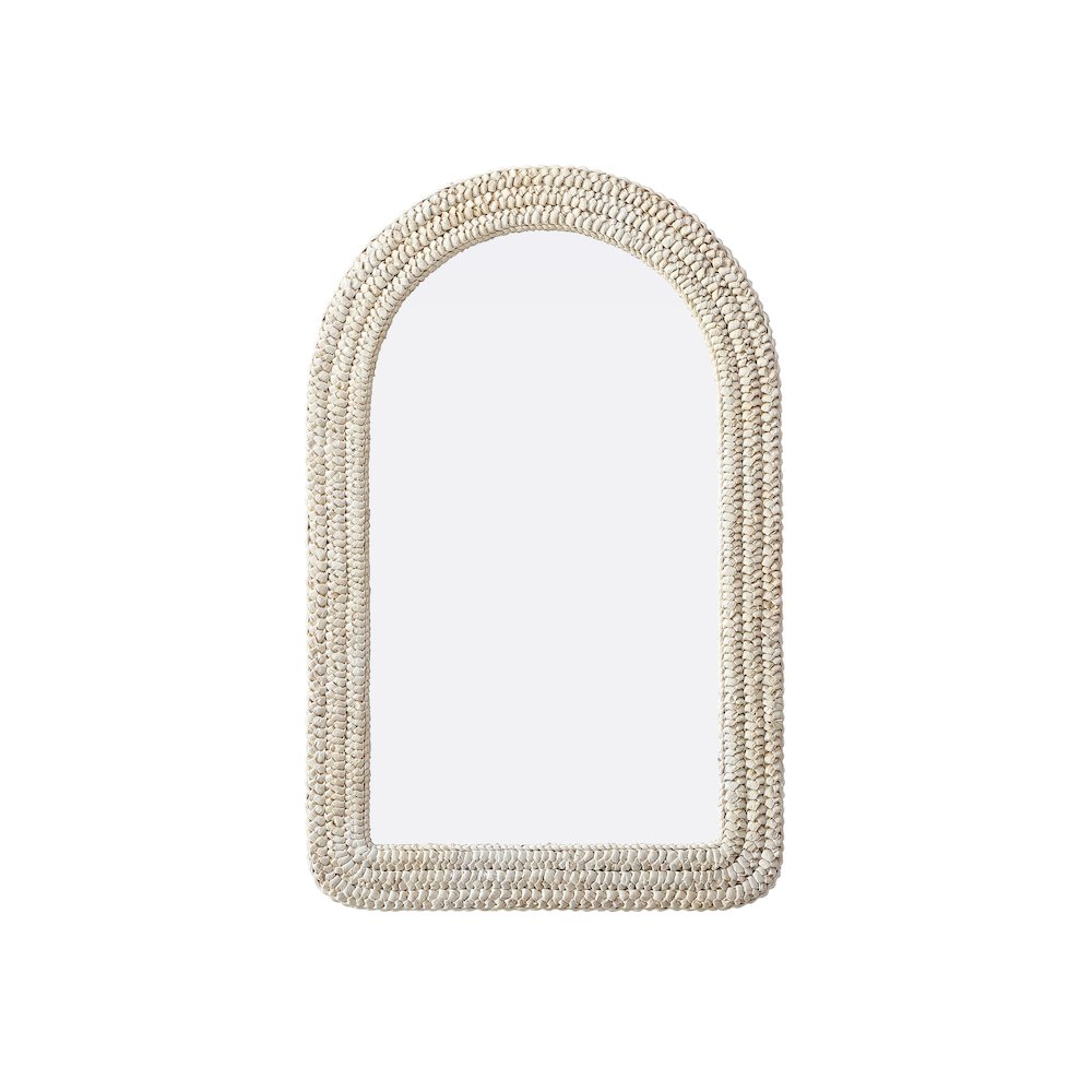 Arch Cornhusk Mirror 27x42 in Linen White. Picture 1