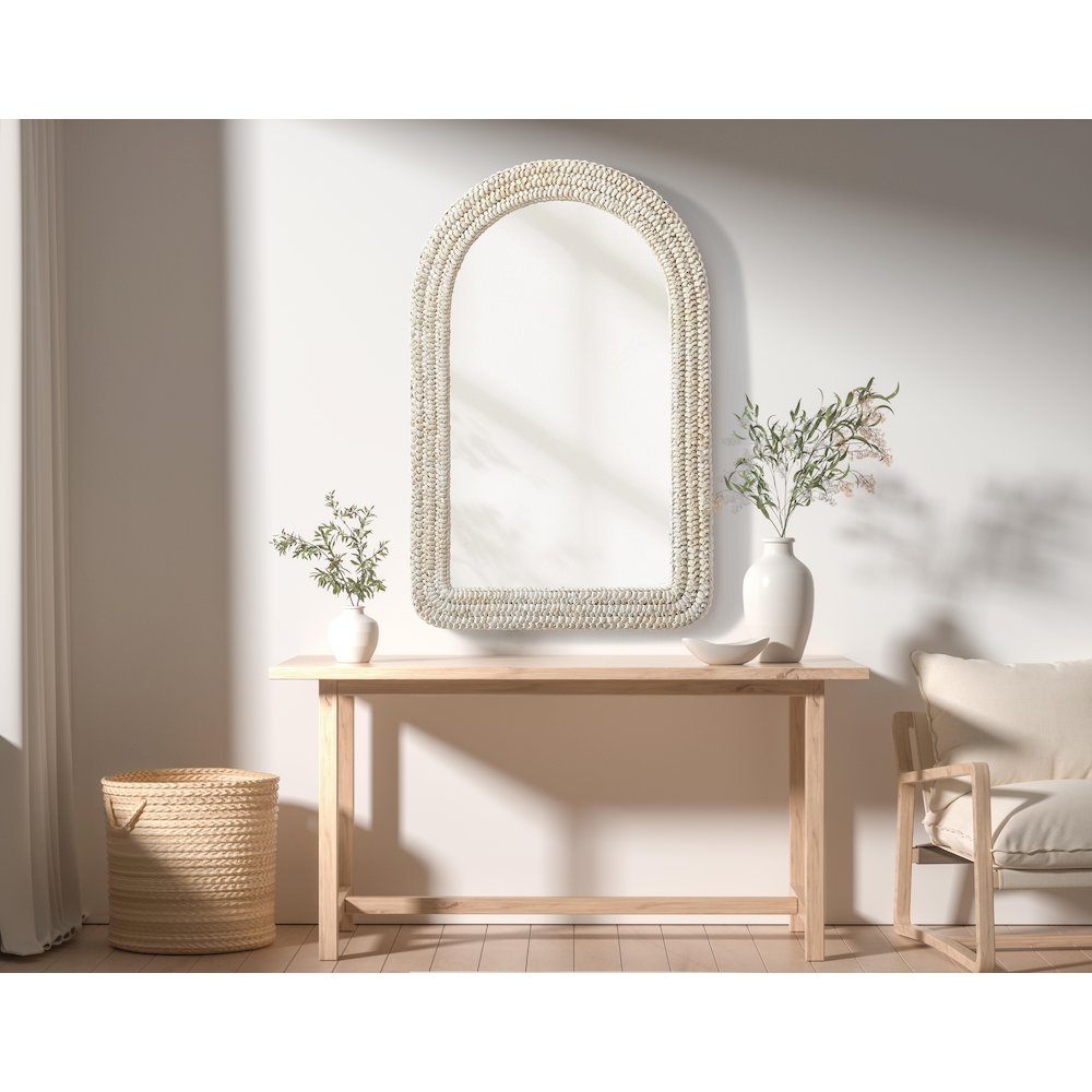 Arch Cornhusk Mirror 27x42 in Linen White. Picture 2