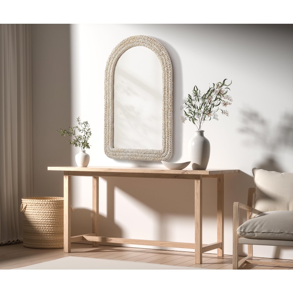 Arch Cornhusk Mirror 27x42 in Linen White. Picture 3