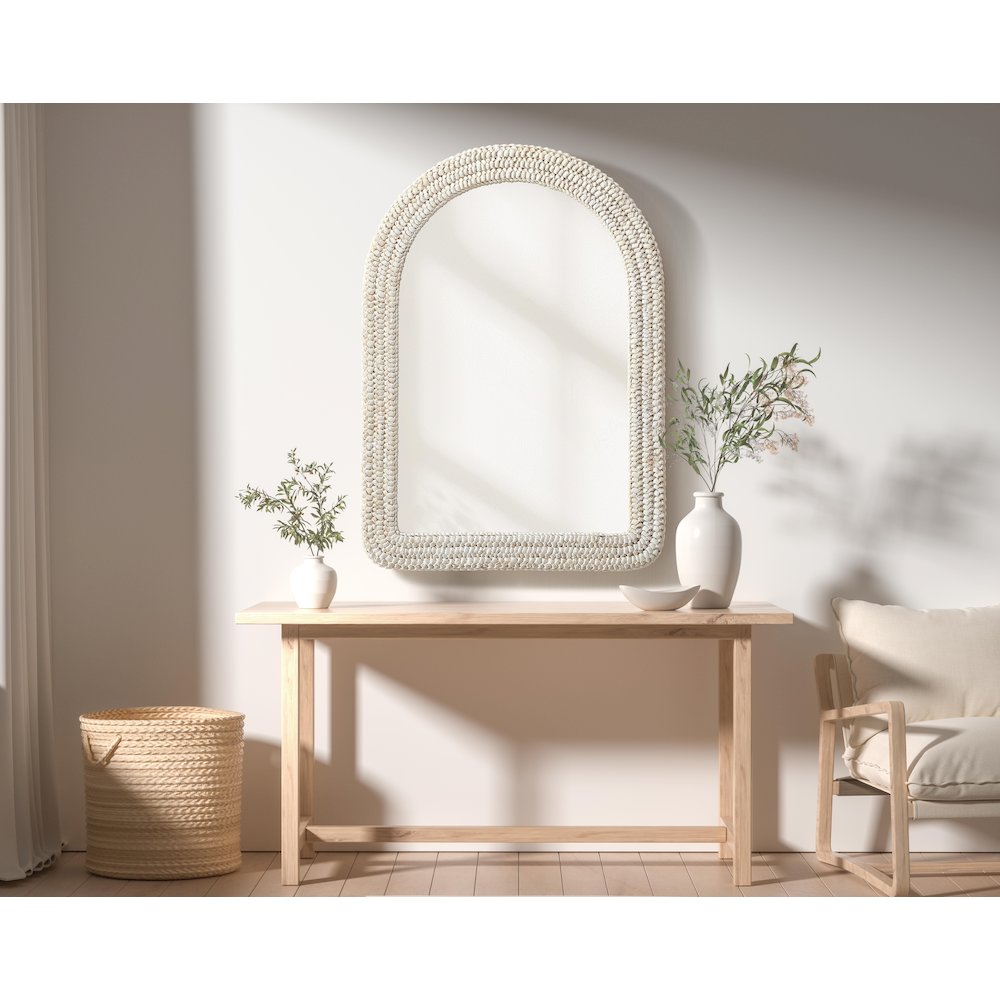 Arch Cornhusk Mirror 30x42 in Linen White. Picture 2