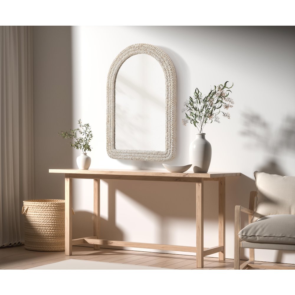 Arch Cornhusk Mirror 30x42 in Linen White. Picture 3