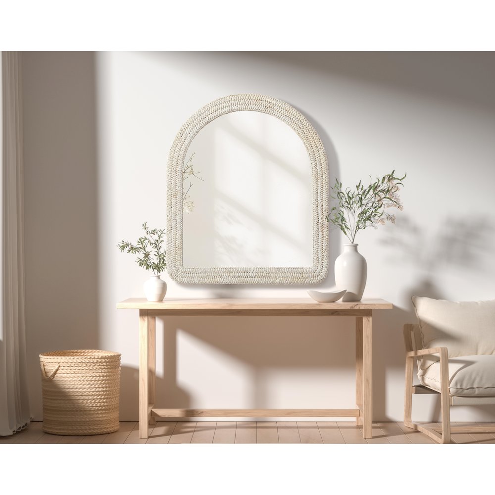 Arch Cornhusk Mirror 36x42 in Linen White. Picture 2