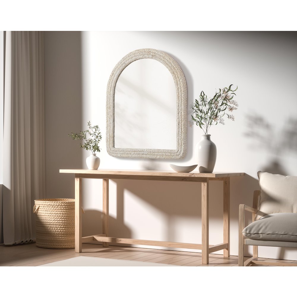 Arch Cornhusk Mirror 36x42 in Linen White. Picture 3
