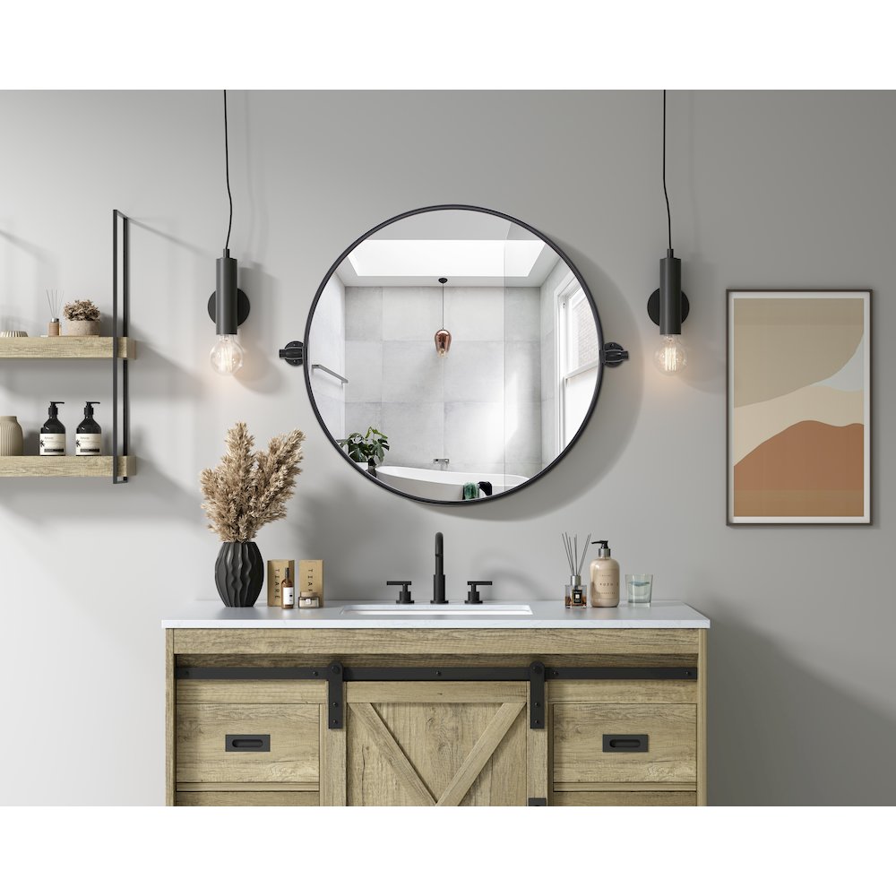 Amoura 24X24 Pivot Mirror In Black. Picture 2