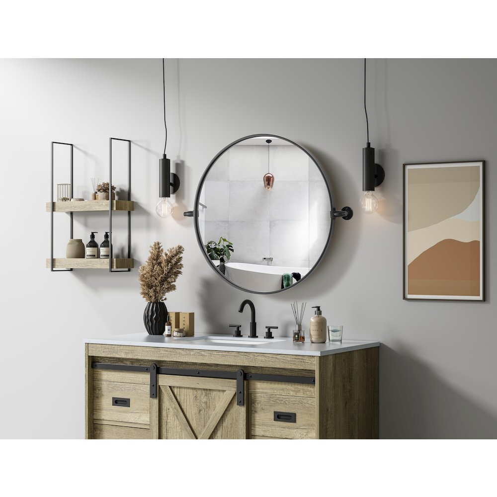 Amoura 24X24 Pivot Mirror In Black. Picture 3