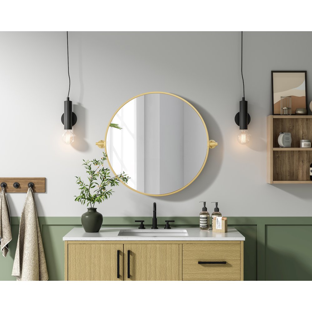 Amoura 24X24 Pivot Mirror In Brass. Picture 2