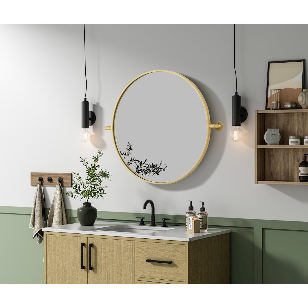 Amoura 24X24 Pivot Mirror In Brass. Picture 3