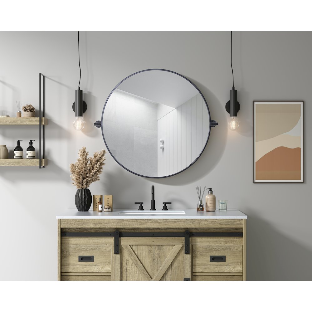 Amoura 30X30 Pivot Mirror In Black. Picture 2
