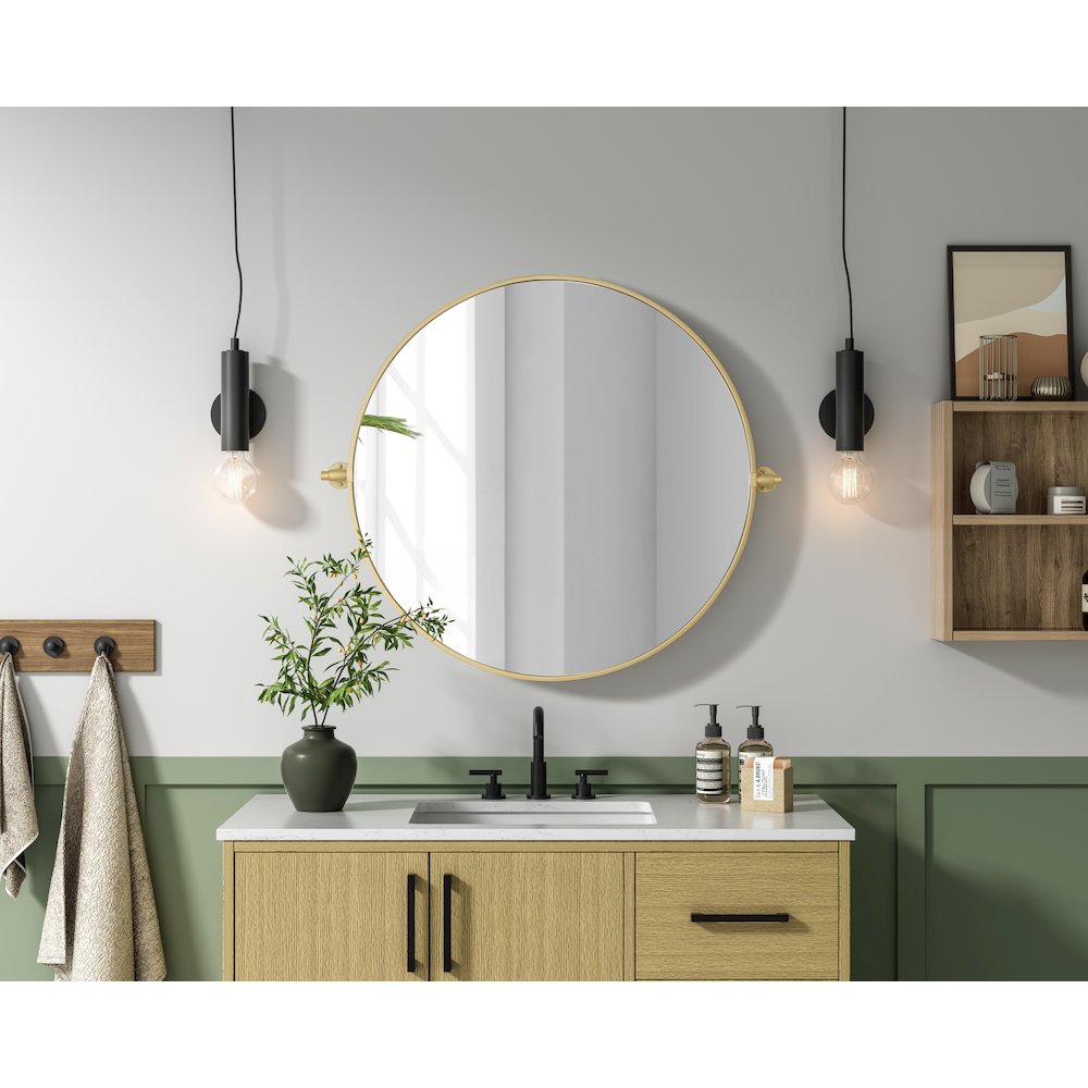 Amoura 30X30 Pivot Mirror In Brass. Picture 2