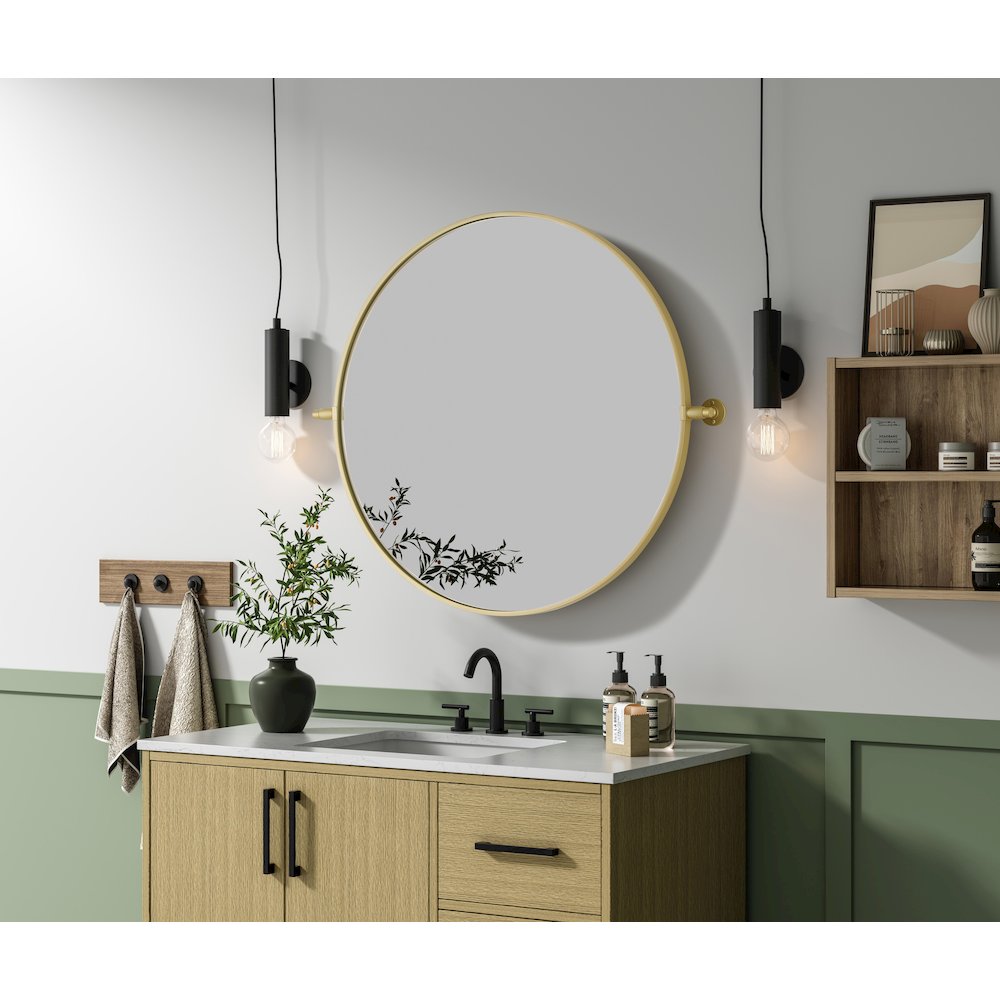 Amoura 30X30 Pivot Mirror In Brass. Picture 3