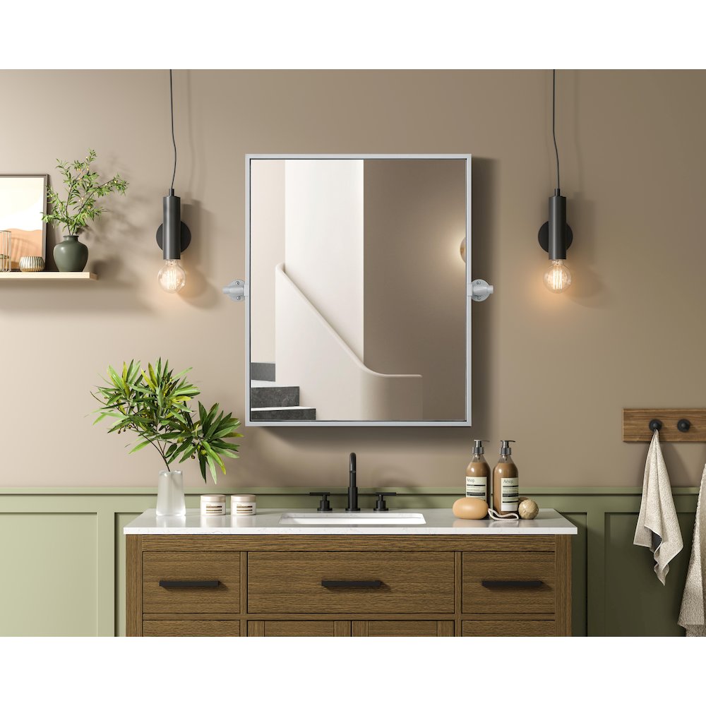 Amoura 20X24 Pivot Mirror In Silver. Picture 2