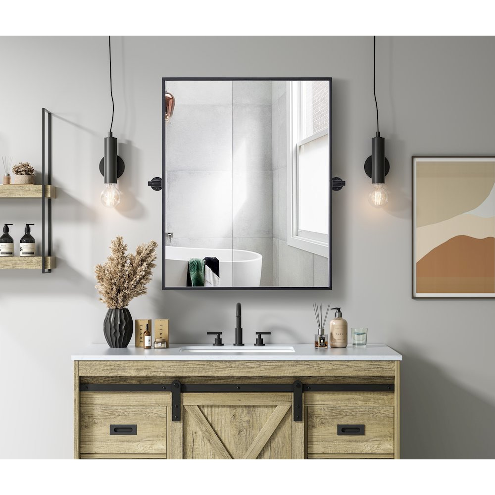 Amoura 24X30 Pivot Mirror In Black. Picture 2