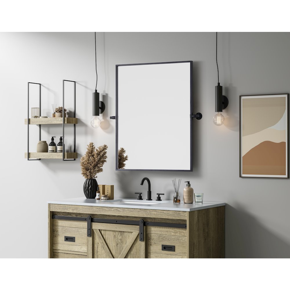 Amoura 24X30 Pivot Mirror In Black. Picture 3