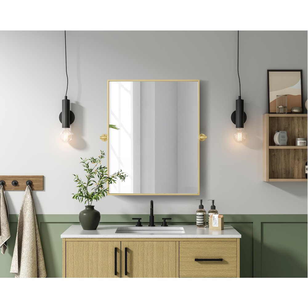 Amoura 24X30 Pivot Mirror In Brass. Picture 2