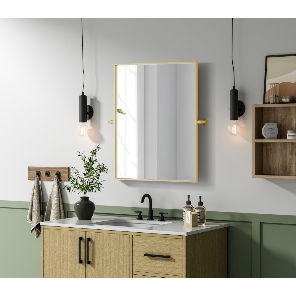 Amoura 24X30 Pivot Mirror In Brass. Picture 3
