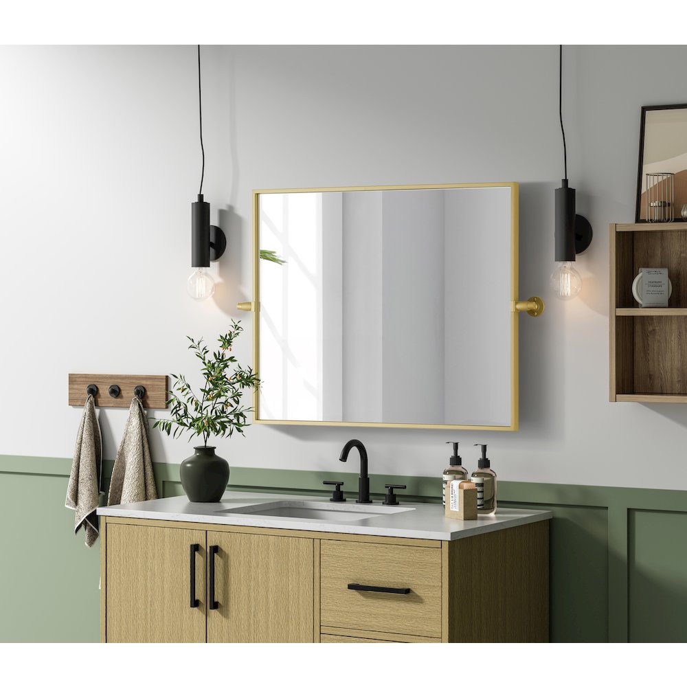 Amoura 24X30 Pivot Mirror In Brass. Picture 9