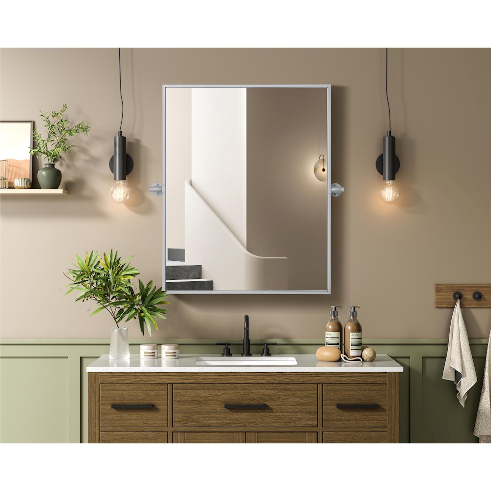 Amoura 24X30 Pivot Mirror In Silver. Picture 2
