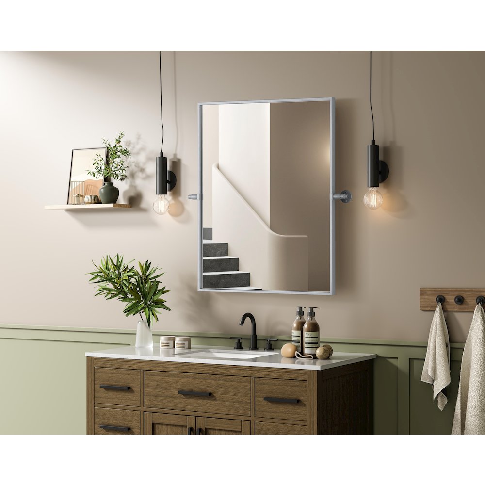 Amoura 24X30 Pivot Mirror In Silver. Picture 3