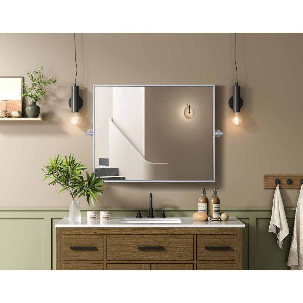 Amoura 24X30 Pivot Mirror In Silver. Picture 8