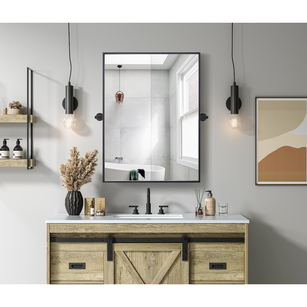 Amoura 24X32 Pivot Mirror In Black. Picture 2