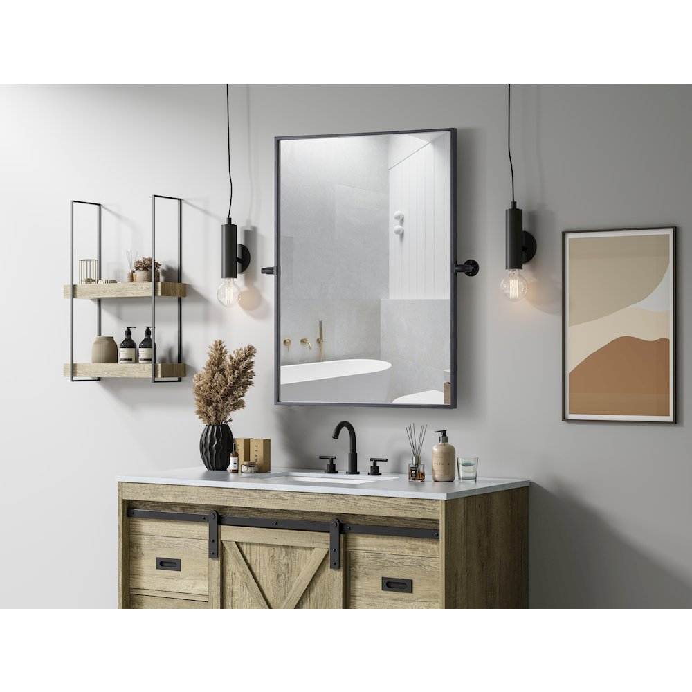Amoura 24X32 Pivot Mirror In Black. Picture 3