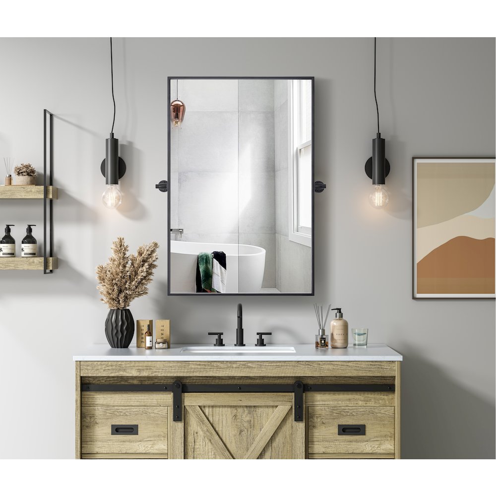 Amoura 24X36 Pivot Mirror In Black. Picture 2