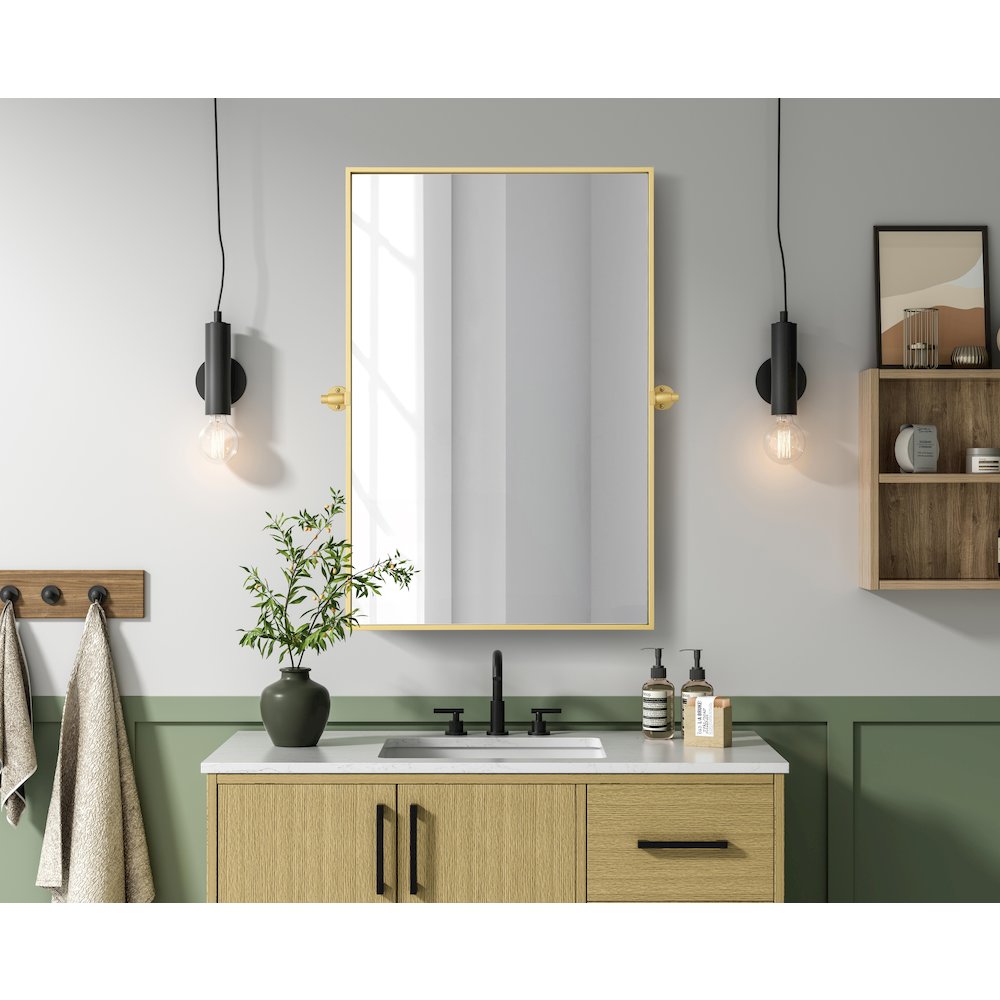 Amoura 24X36 Pivot Mirror In Brass. Picture 2