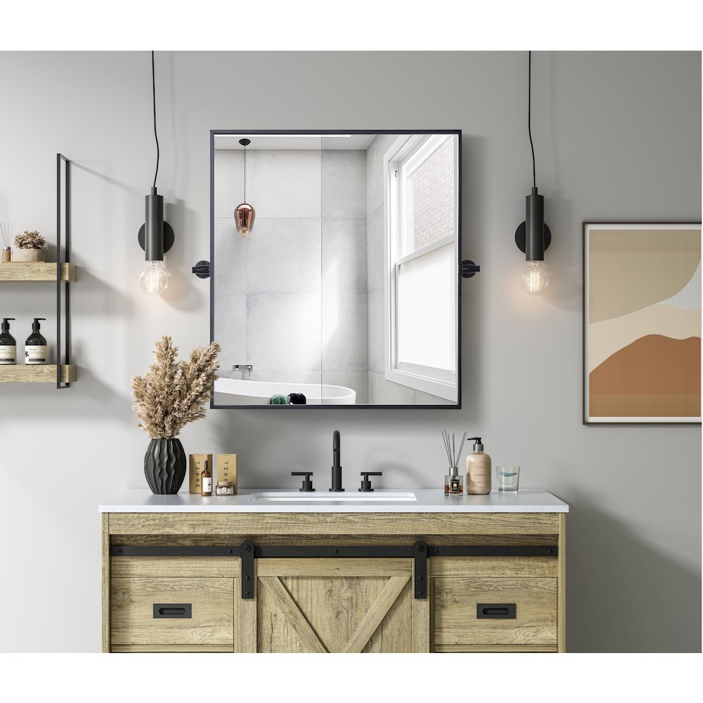 Amoura 27X30 Pivot Mirror In Black. Picture 2