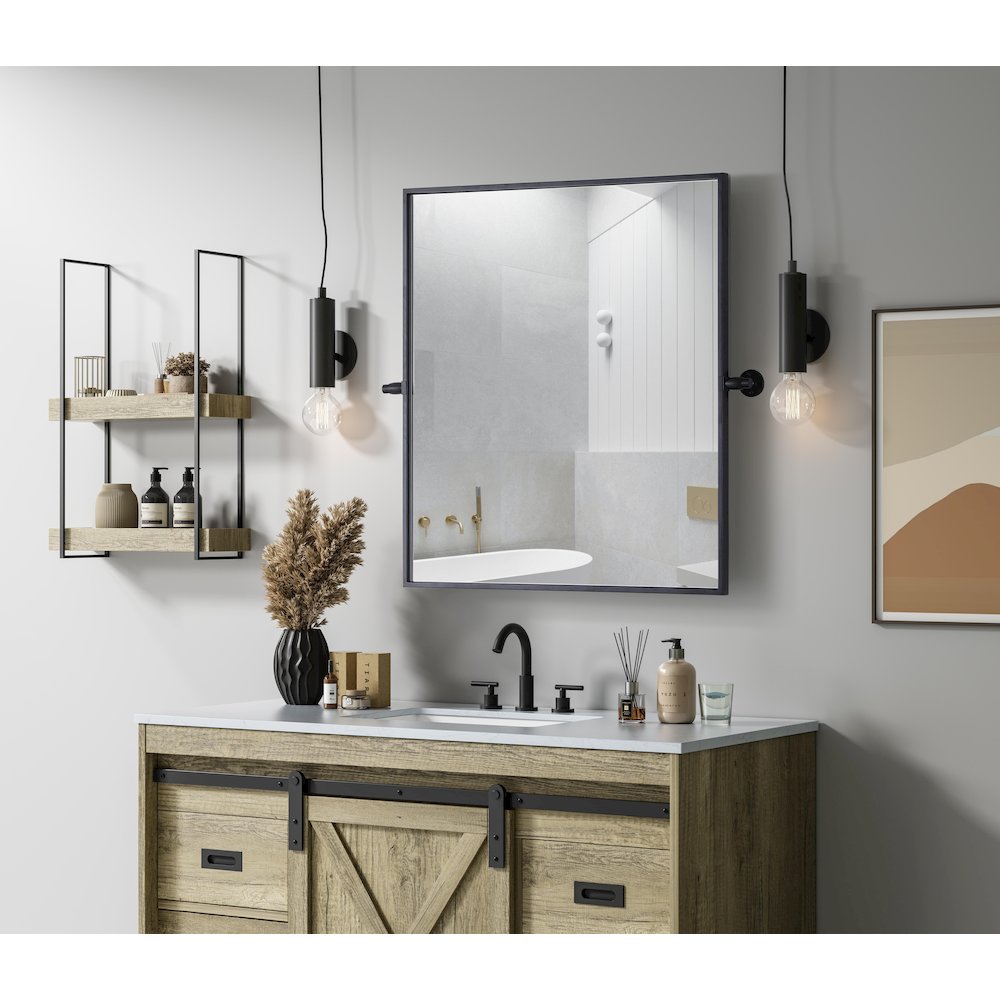 Amoura 27X30 Pivot Mirror In Black. Picture 3