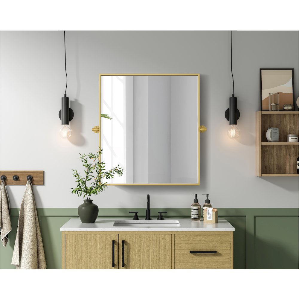 Amoura 27X30 Pivot Mirror In Brass. Picture 2