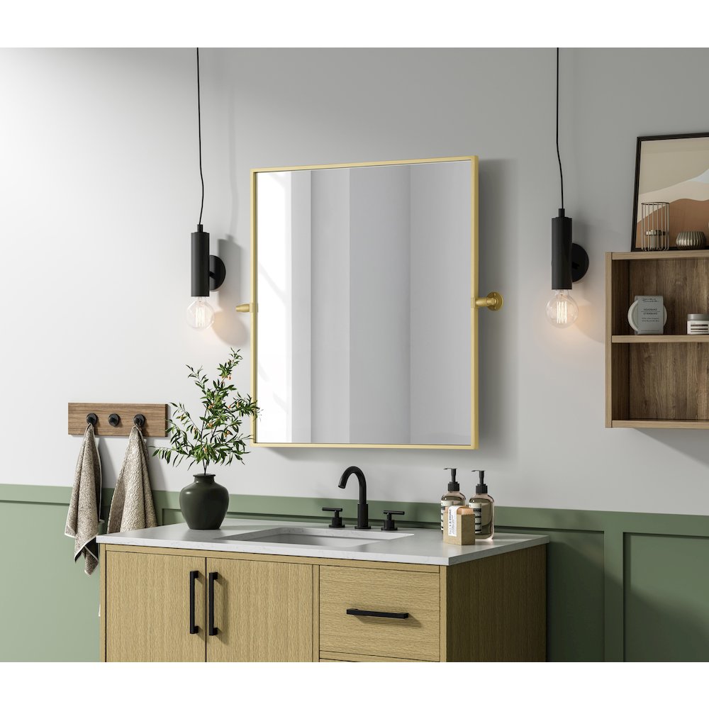 Amoura 27X30 Pivot Mirror In Brass. Picture 3