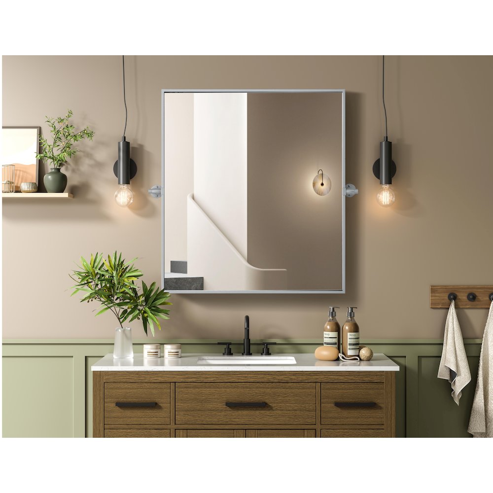 Amoura 27X30 Pivot Mirror In Silver. Picture 2