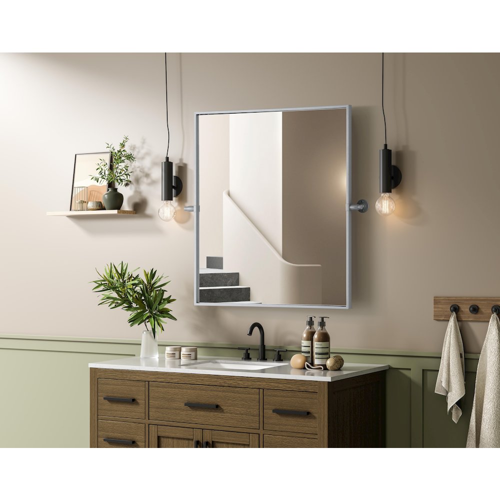 Amoura 27X30 Pivot Mirror In Silver. Picture 3