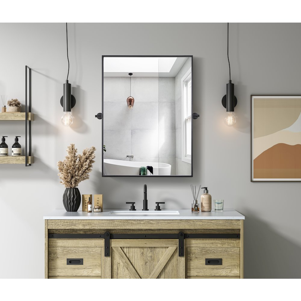 Amoura 27X36 Pivot Mirror In Black. Picture 2