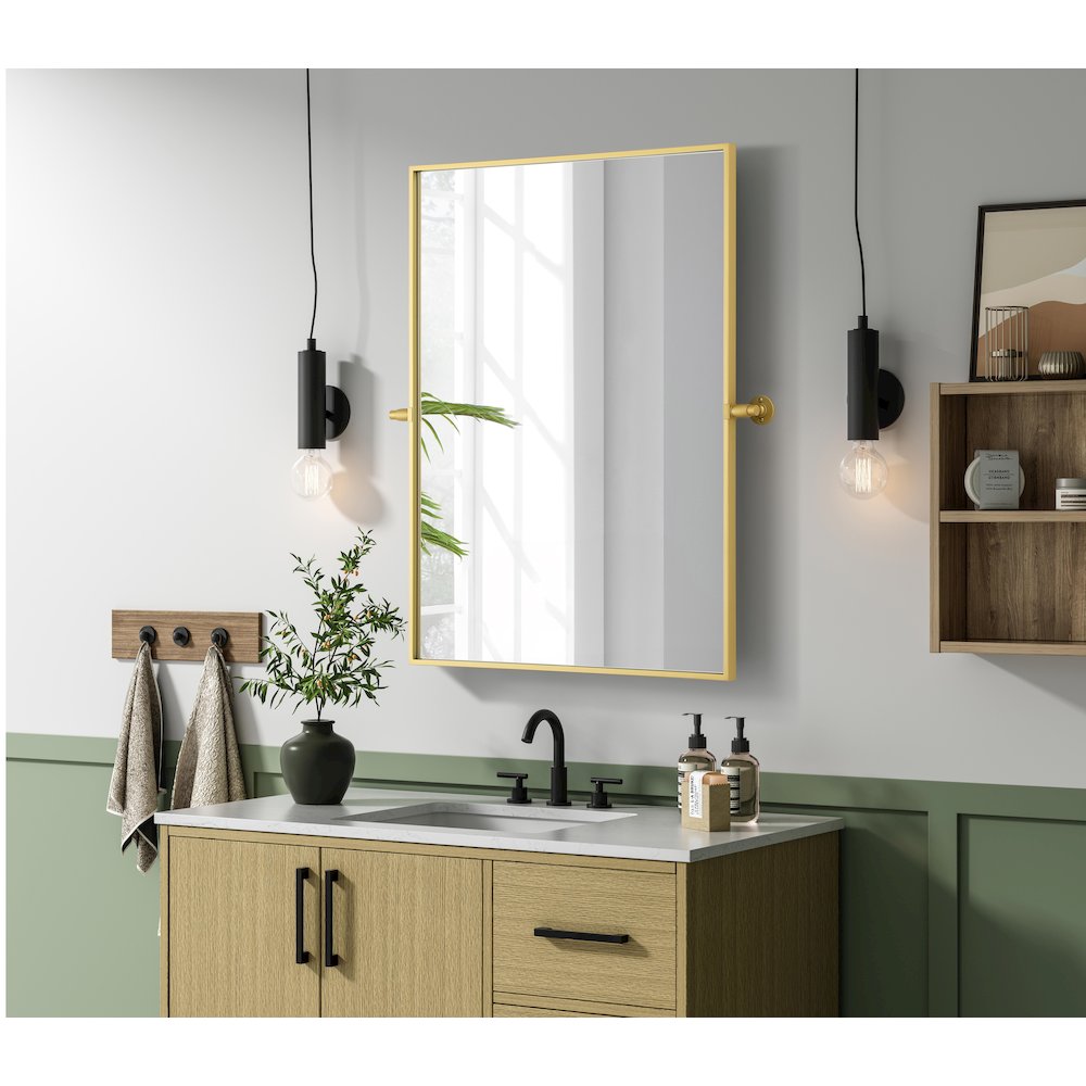 Amoura 27X36 Pivot Mirror In Brass. Picture 3