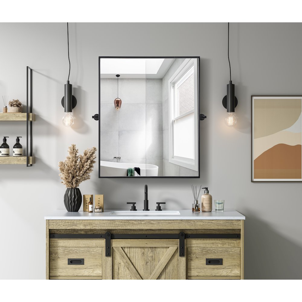 Amoura 30X36 Pivot Mirror In Black. Picture 2