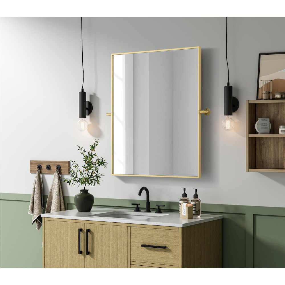Amoura 30X36 Pivot Mirror In Brass. Picture 3